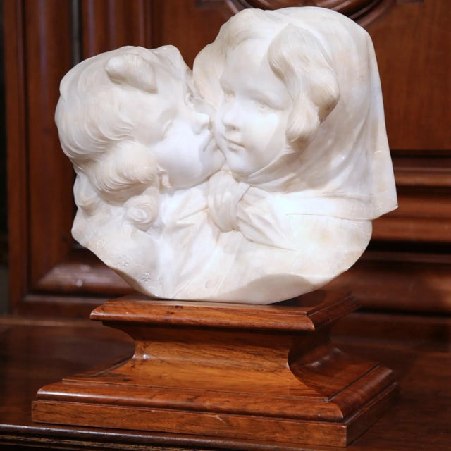 Early 20th Century Early 20th Century Italian Marble Children Sculpture Signed A. Gory For Sale - Image 5 of 9