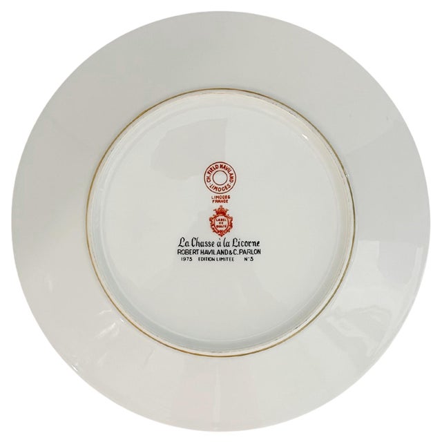 1970s 1970s French Limoges La Chasse a La Licorne / the Unicorn Tapestries Decorative Plates - A Pair For Sale - Image 5 of 5