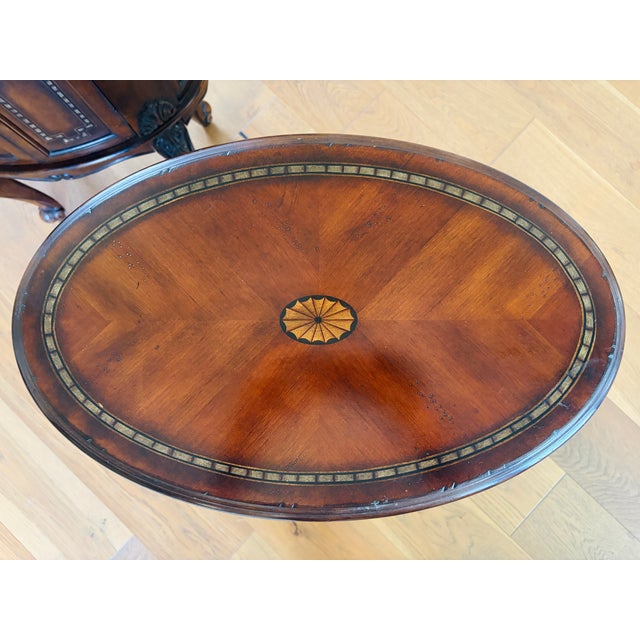 Pair of 1940s Hooker Furniture Seven Seas Oval Drum Accent Cabinet Side Tables For Sale - Image 9 of 15