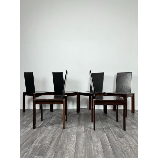 Mid-Century Modern Rosewood Dining Chairs in the style of Afra & Tobia Scarpa, 1970, Set of 6 For Sale - Image 3 of 15