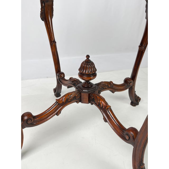 Rococo Revival Carved Walnut & Burl Octagonal Accent Table For Sale - Image 12 of 16