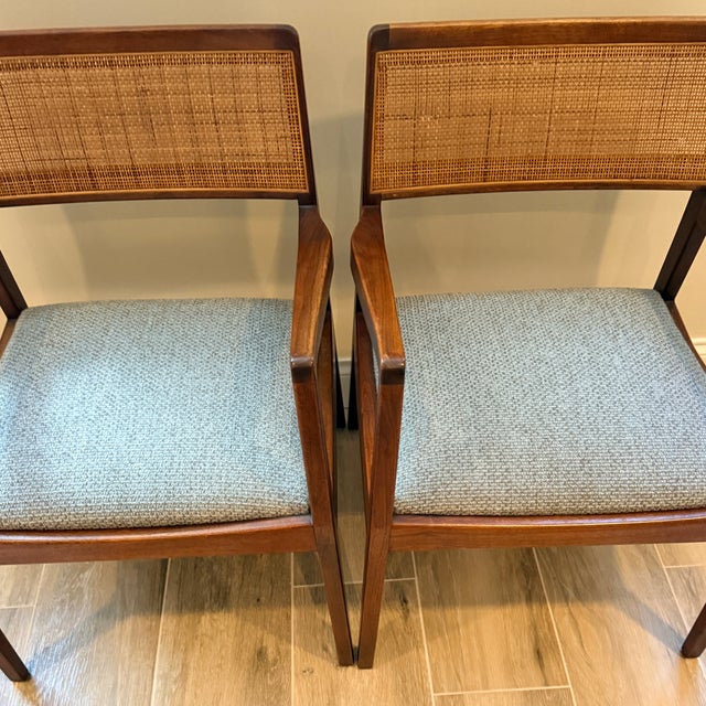 Pair Mid Century Walnut C140 “Playboy Chairs” by Jens Risom For Sale - Image 10 of 12