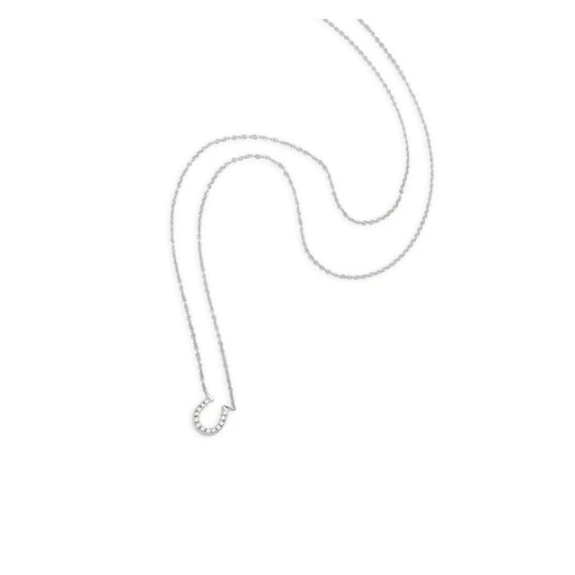 Tiffany & Co. Horseshoe 18P Diamond Necklace 16" 18 Karat White Gold Authentic For Sale - Image 9 of 18