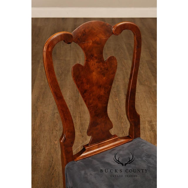 Georgian Style Set of Ten Carved Burlwood Dining Chairs For Sale - Image 4 of 18