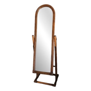 Vintage French Rattan Cheval Mirror, 1960s For Sale