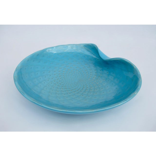 Mid-Century Modern Vintage C.1960's Italian Hand-Blown Alfredo Barbini Monumental Large Murano, Open Accent Bowl With Gold Inclusions For Sale - Image 3 of 13