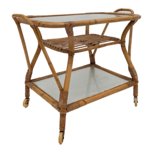 1960s Vintage Bamboo Trolley and Serving Trolley, 1960s