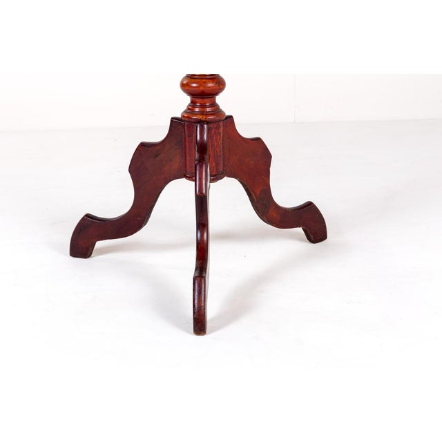 Brown Antique Mahogany Tripod Table: Scalloped Edge Wine Table, 1890s For Sale - Image 8 of 9