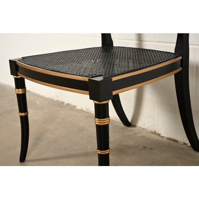 Baker Furniture Historic Charleston Regency Ebonized and Gold Gilt Dining Chairs, Set of Four For Sale - Image 10 of 15
