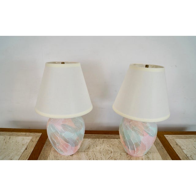 Roche Bobois 1980’s Hollywood Regency Pastel Table Lamps - A Pair For Sale - Image 4 of 12