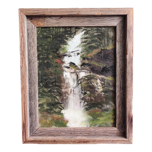 Vintage Original Oil Waterfall Landscape Painting - Framed