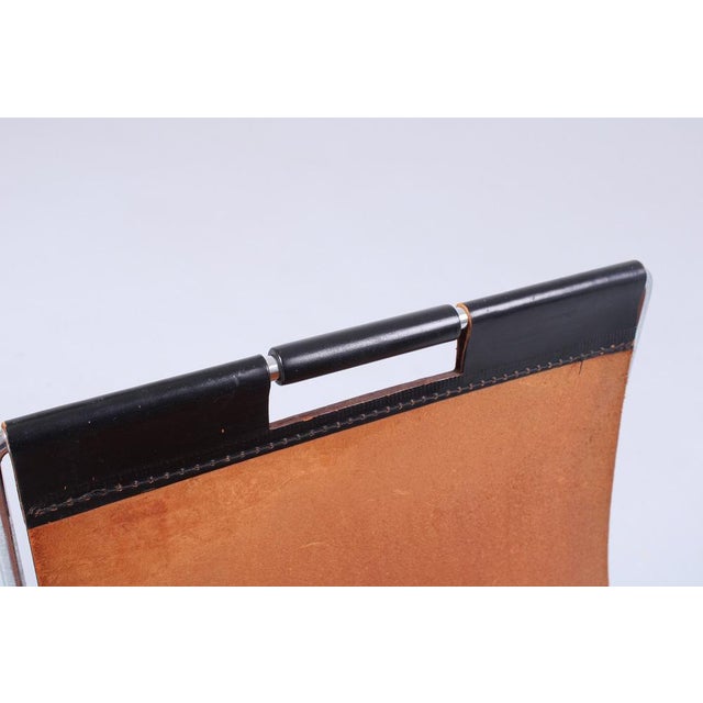 Chrome Steel and Black Leather Magazine Rack from Brabantia, 1960s For Sale - Image 4 of 13