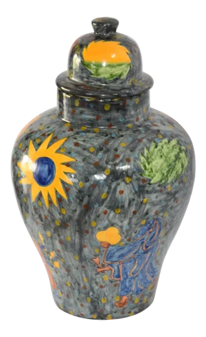 1980s Master Potter J. Vazquez Mexican Hand Painted Talavera Ginger Jar
