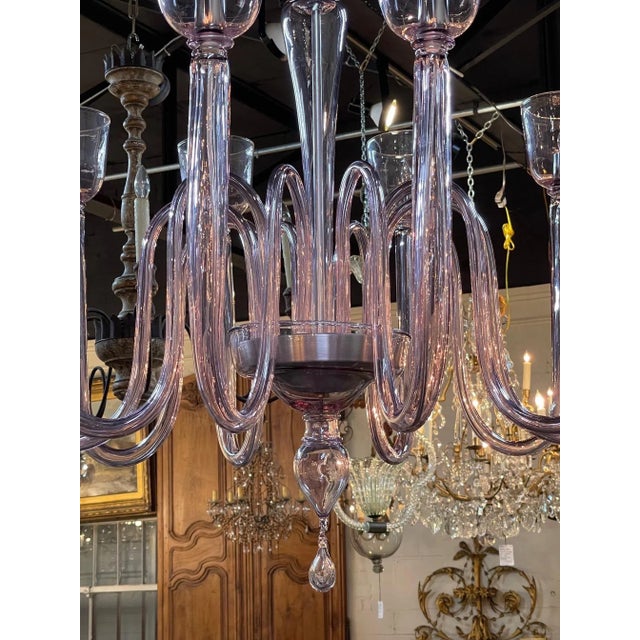 Modern Modern Lavender Murano Glass 10 Arm Chandelier For Sale - Image 3 of 9