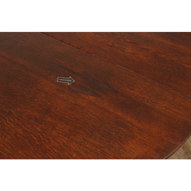 Wood Gustav Stickley Antique Mission Oak Expandable Round Top Dining Table For Sale - Image 7 of 12