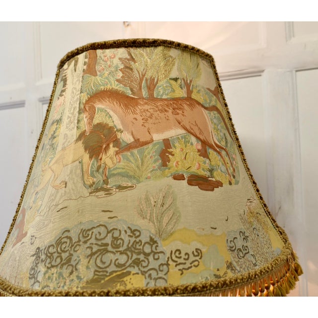 Large Strapwork Iron Table Lamp with Jungle Lamp Shade, 1970s For Sale - Image 9 of 9