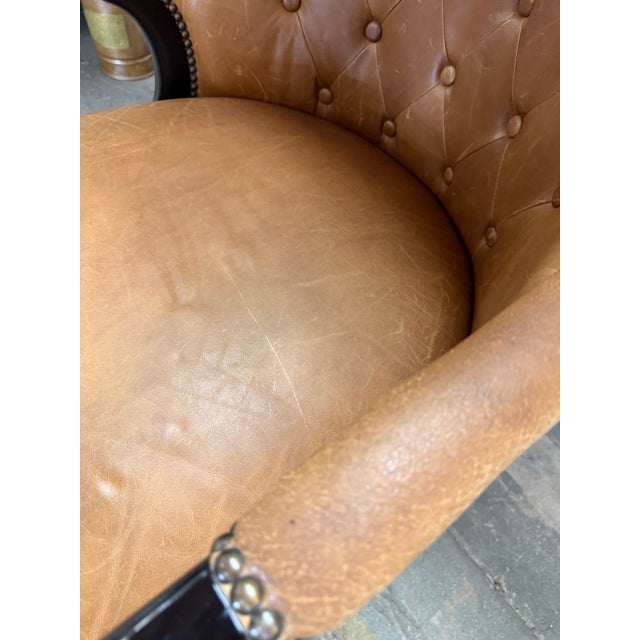 Animal Skin Antique Regency Style Tufted Leather Armchair For Sale - Image 7 of 7