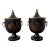 Mid-20th Century Neoclassical French Style Tole Black & Gold Lidded Urn ~ a Pair For Sale