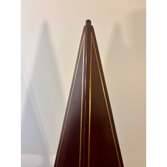 Wood Vintage Pair of Wooden Obelisks With Gilt Inlay - Architectural Decor For Sale - Image 7 of 8