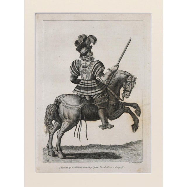 Renaissance 19th Century Engraving of a Mounted Dragoon on Horseback in Suit of Armour 1801 For Sale - Image 3 of 4