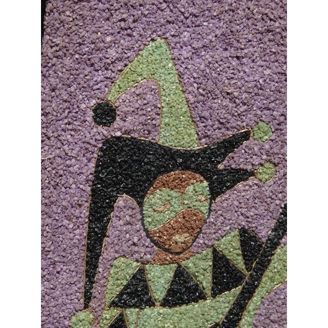 Vintage Mid Century Modern Jester Mosiac of Stones Wall Hanging Picture For Sale - Image 9 of 17