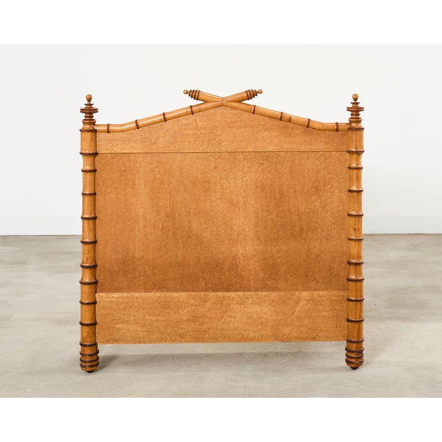 19th Century English Aesthetic Movement Faux Bamboo Maple Bed For Sale - Image 17 of 18