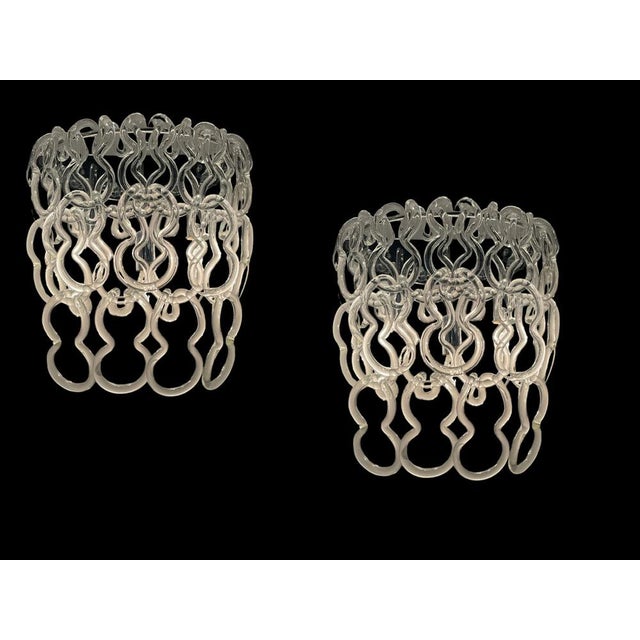 Large giogali murano glass link sconces set of 2 by angelo mangiarotti 1970’s chrome frames present small signs of age...