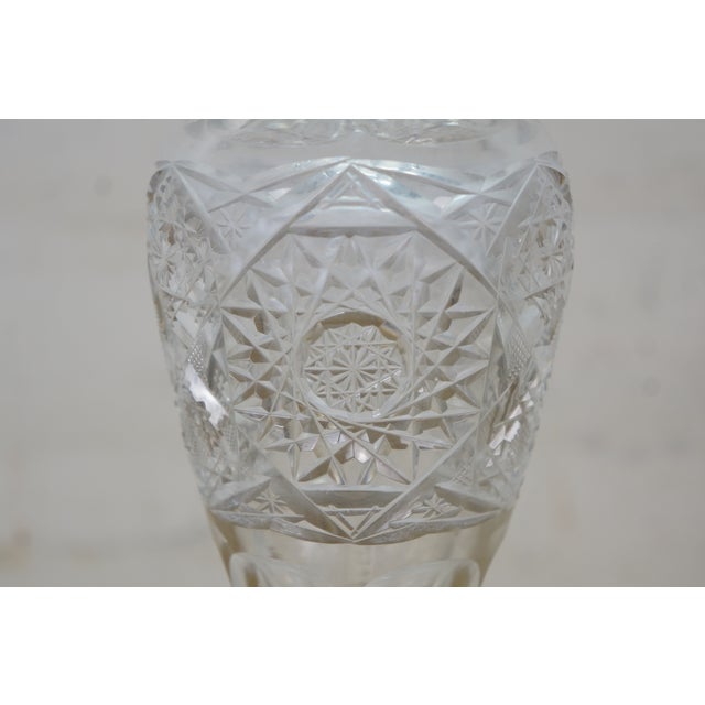 Early 20th Century Antique American Brilliant Cut Glass Crystal Stars Mantel Bud Flower Vase 12" For Sale - Image 5 of 13
