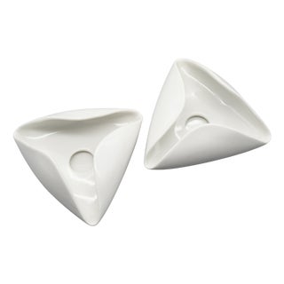 Modernist Organic Porcelain Candleholders by Hans Achtziger for Hutschenreuther, Germany, 1960s, Set of 2 For Sale