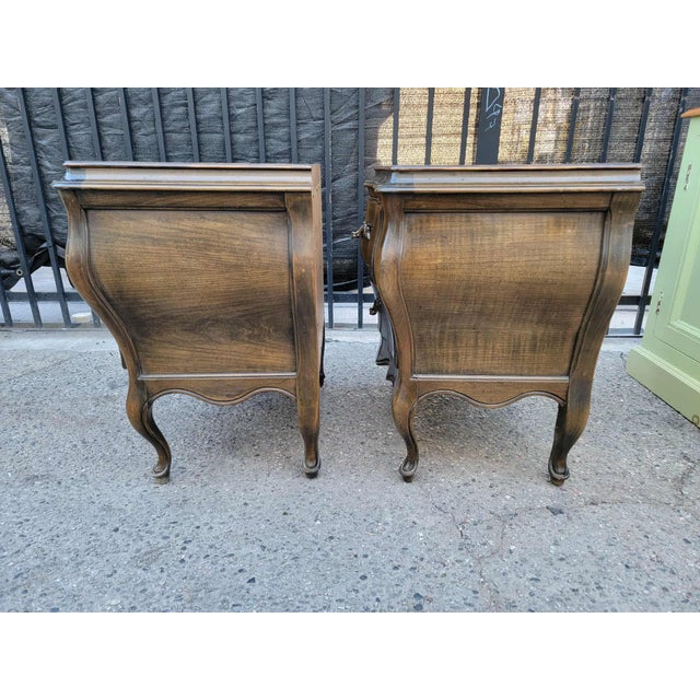 1970s Two French Provincial Style Wood Bombay Nightstands. For Sale - Image 4 of 18