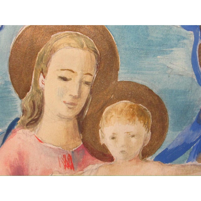 Framed Watercolor “Mater Amabilis” Signed Sotomayor. For Sale - Image 9 of 15