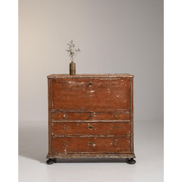 Gustavian (Swedish) Early 19th Century Swedish Sienna Gustavian Patinated Wood Secretary Desk For Sale - Image 3 of 15