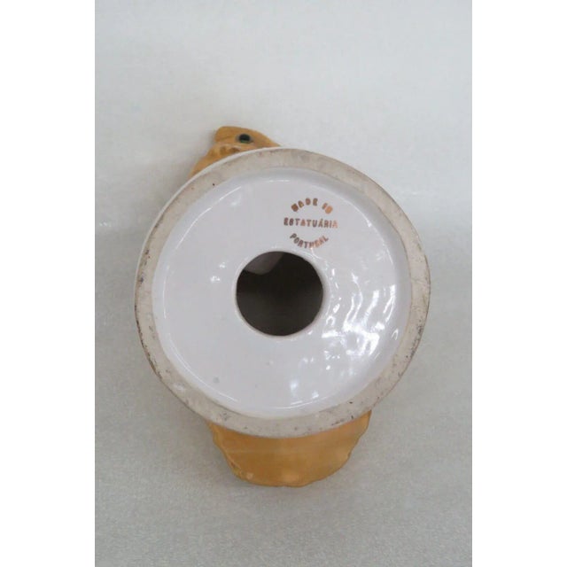 Vintage Estatuaria Portugal Porcelain Gold Owl Figurine For Sale - Image 4 of 13