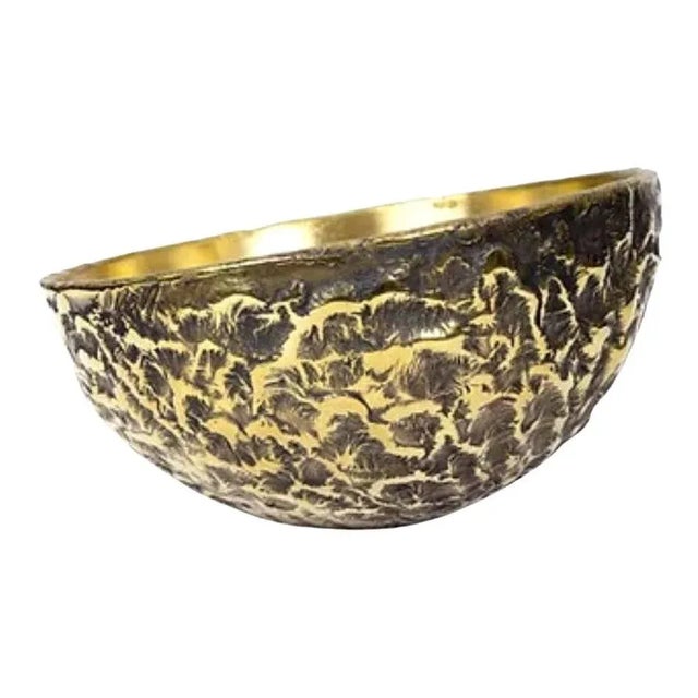 Brass Hand Sculpted Pod Bowl by Samuel Costantini For Sale - Image 9 of 9