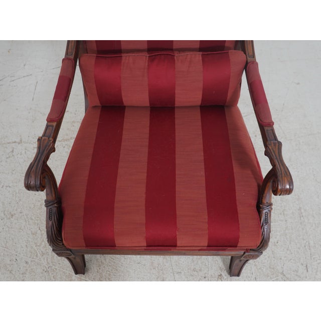 Textile Ethan Allen Carved Frame Upholstered Lounge Chair For Sale - Image 7 of 12
