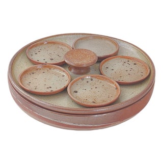 Vintage Pyrite Stoneware Serving Platter from La Borne, 1970s, Set of 2 For Sale