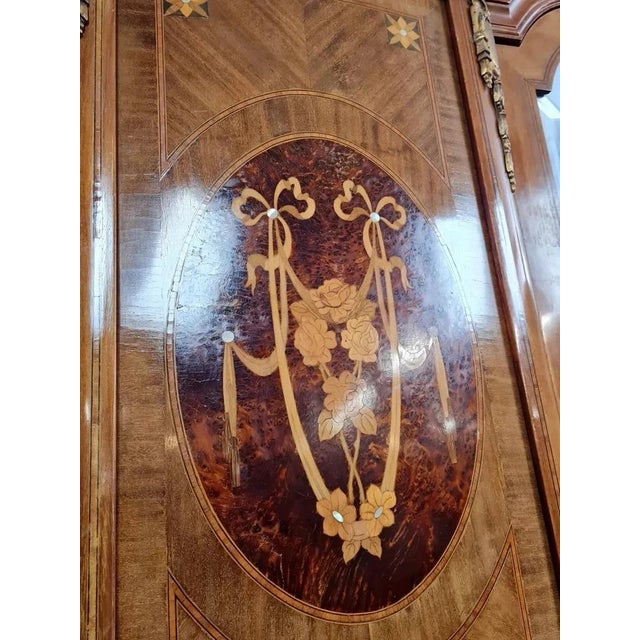 Louis XVI Wooden Wardrobe with Projecting Center, 1880s For Sale - Image 5 of 7