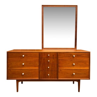 Mid 20th Century Kipp Stewart for Drexel “Declaration” Walnut Mid Century Modern Lowboy Dresser For Sale