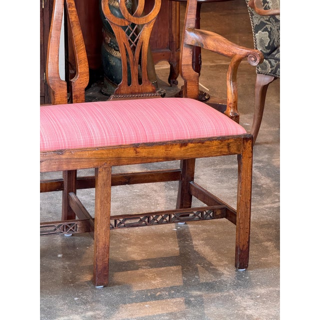 Wood 18th Century English Mahogany Triple Chair-Back Hall Bench For Sale - Image 7 of 14