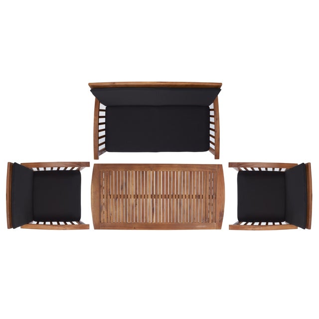 Wood Rocklin 4-Piece Outdoor Set, Natural/Black For Sale - Image 7 of 10