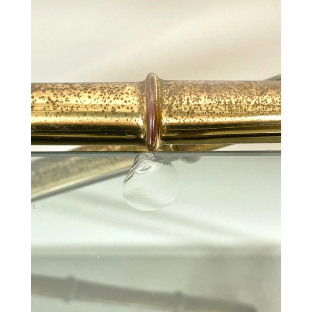 Faux Bamboo Brass & Smoked Glass Serving Cart from Rue Royale, France, 1960s For Sale - Image 16 of 18