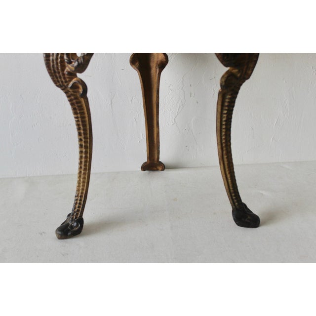 Mid 20th Century Mid 20th Century Victorian Style Cast Iron Upholstered Stool Vintage Mid-Century For Sale - Image 5 of 12