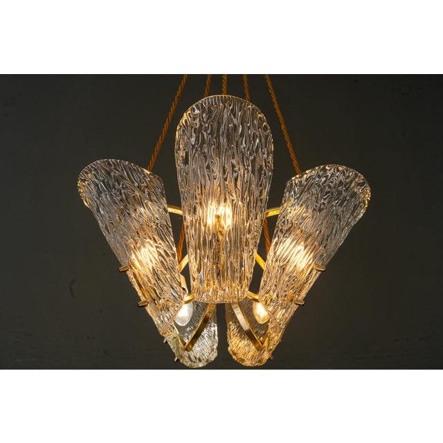 Vintage Klamar Chandelier with Textured Glass, 1950s For Sale - Image 11 of 18