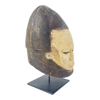 Early 20th Century Mende Sowei Sande Society Helmet Mask on Custom Stand MATTER COLLECTION For Sale