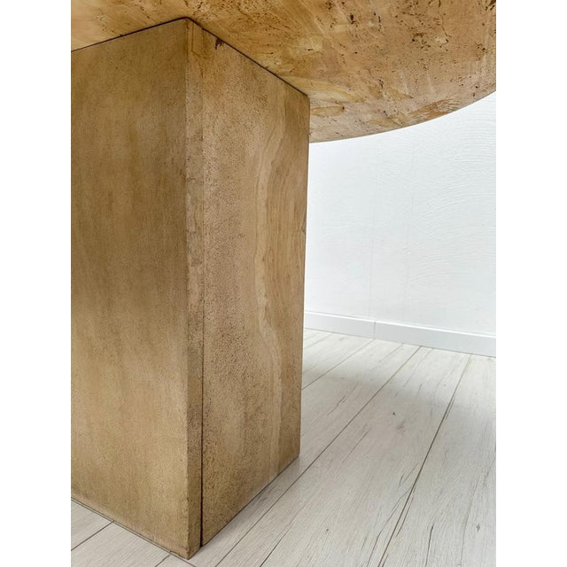 Beige Small Vintage Minimalistic Round Travertine Dining Table, 1970s For Sale - Image 8 of 9