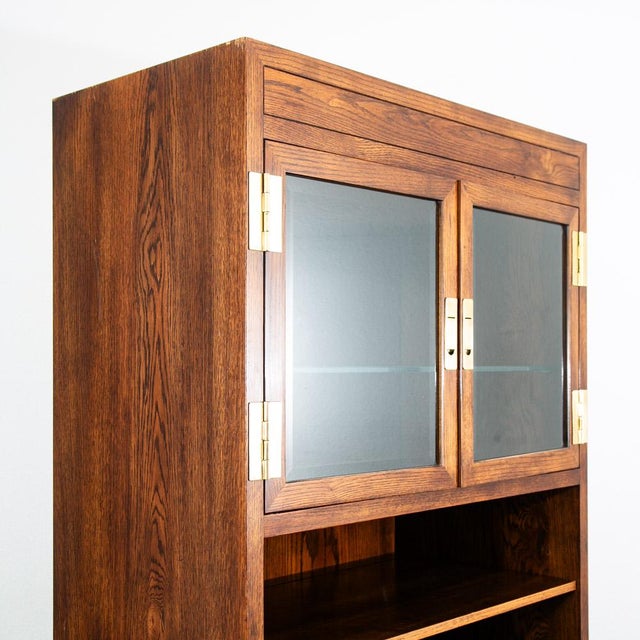 Mid Century Modern Cabinet Compact Display Scene One Henredon Campaign Dark Wood For Sale - Image 12 of 12