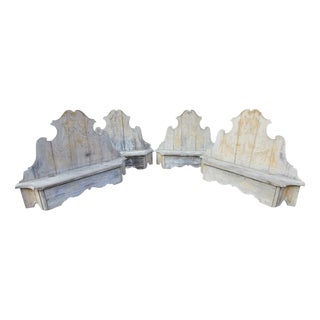 19th Century Wooden Castle Entrance Benches, Italy, Set of 4 For Sale
