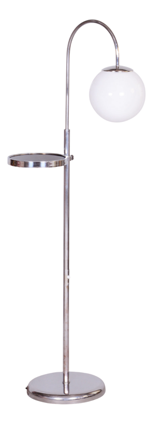 Bauhaus Floor Lamp in Steel and Milk Glass, Czechia, 1930s