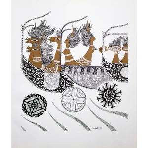1968 Max Walter Svanberg Composition No. 6, Original Period Gold Leaf Lithograph