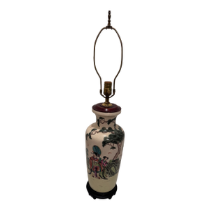 Mid-20th Century Chinese Famille Rose Porcelain Vase Lamp With Figures